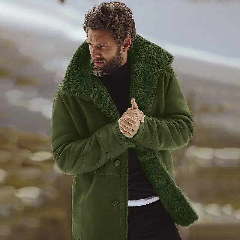 Men's Winter Lined Fleece Trench Coat