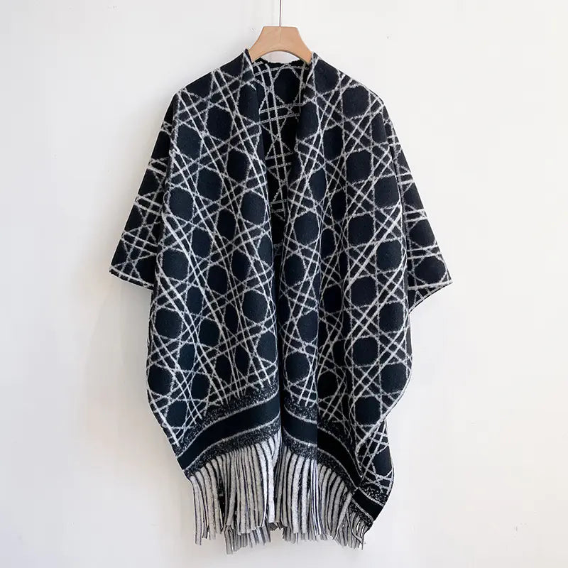 Versatile English Plaid Shawl Cape