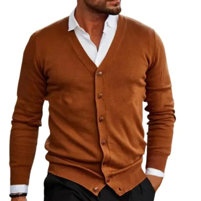 Vintage Men's Knitted V-Neck Sweater Cardigan