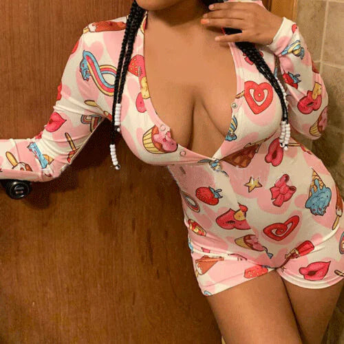 Printed Slim Fit Sexy Jumpsuit