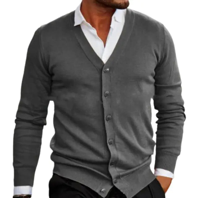Vintage Men's Knitted V-Neck Sweater Cardigan