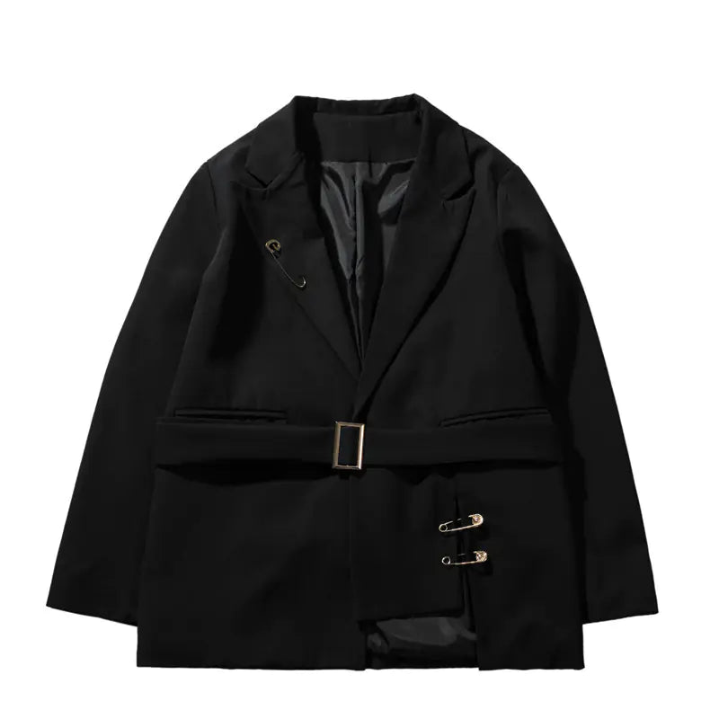 Korean Style Unisex Suit Jacket with Brooch Details