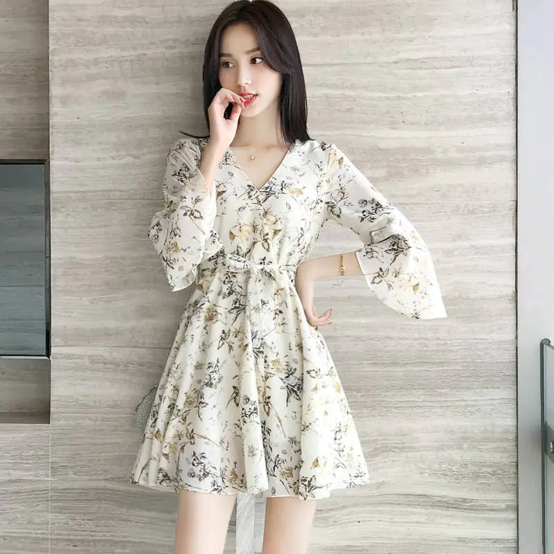 Floral Petite V-Neck A-Line Dress