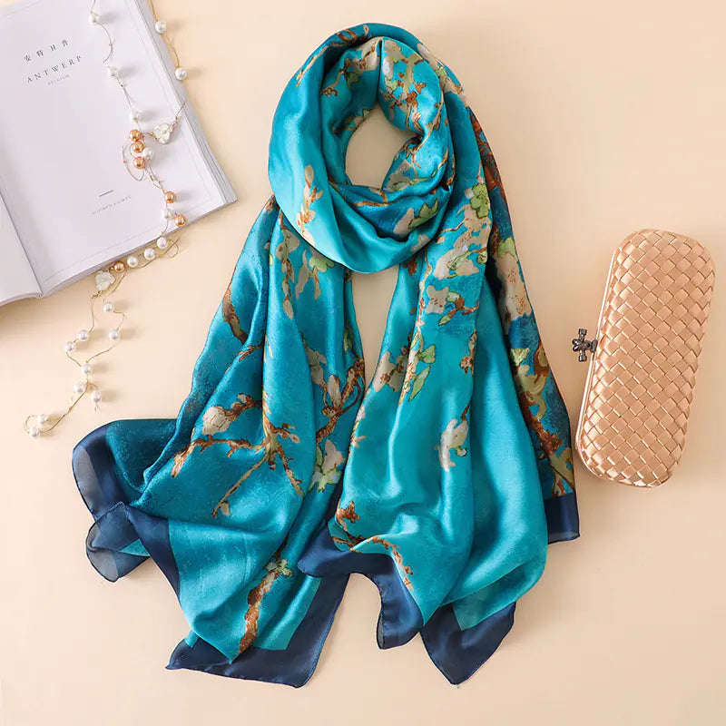 Beach Sunscreen Shawl, Versatile Long Scarf, Silk Scarf