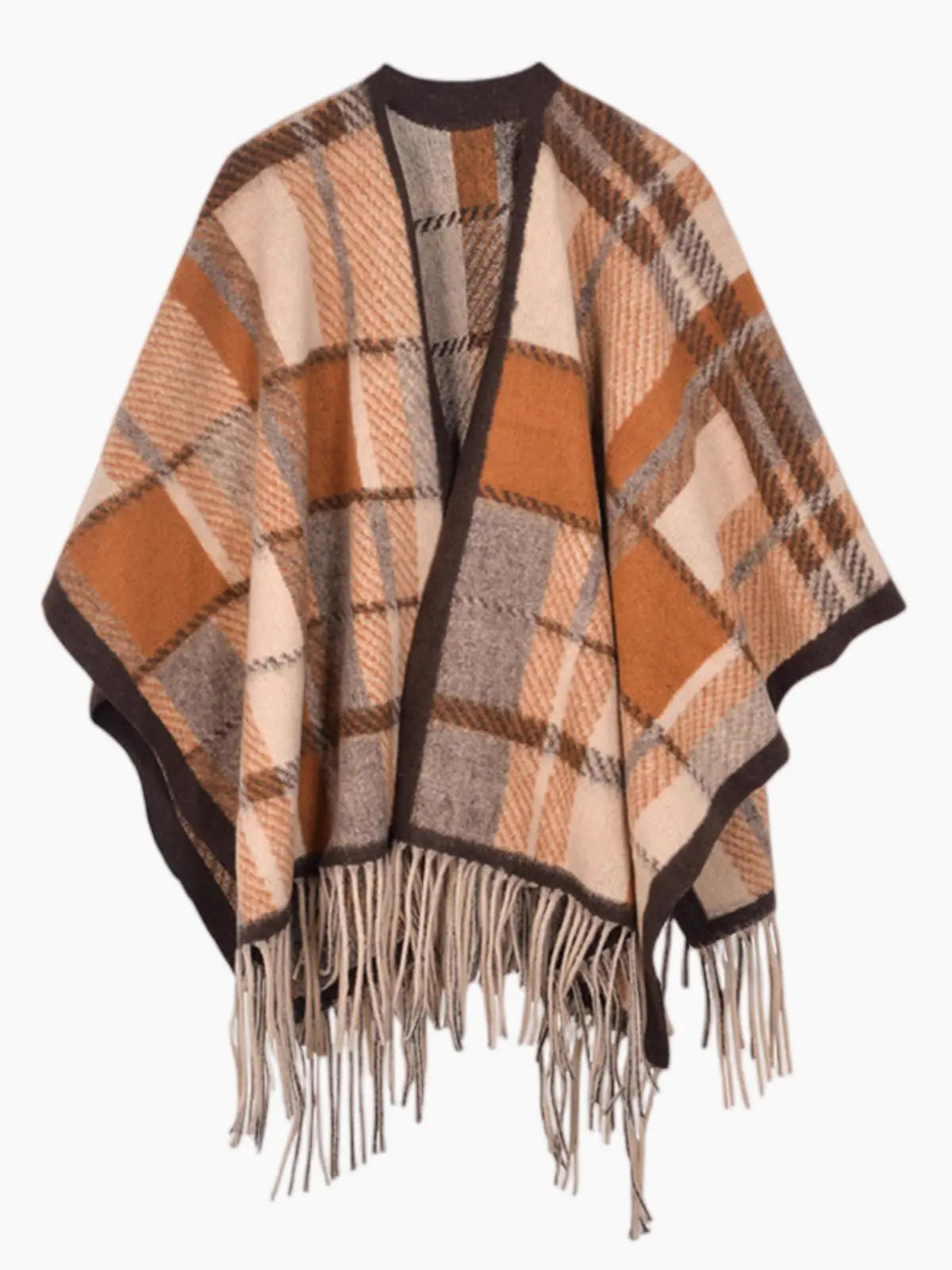 Versatile English Plaid Shawl Cape