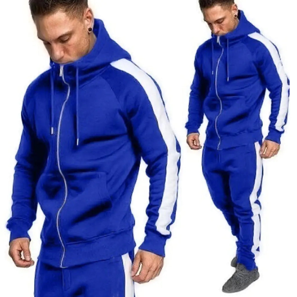 Men's Casual Sports Jacket and Hoodie Tracksuit Set