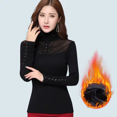 Women's Fleece T-Shirt with Mesh Base Layer Top
