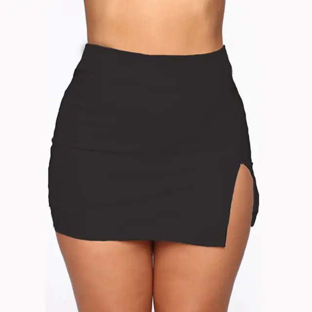 Retro High Waist Mini Skirt for Women - Front Split Design