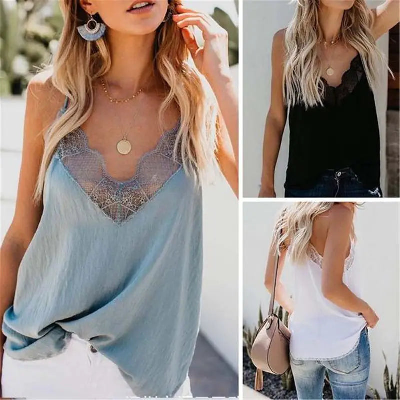 Summer Fashion Camo Lace V-neck Sleeveless Vest