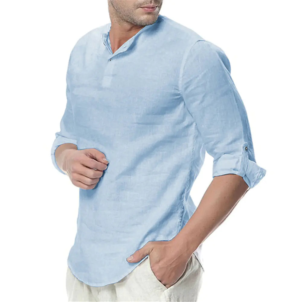 Global Chic Men's Linen Long Sleeve Shirt