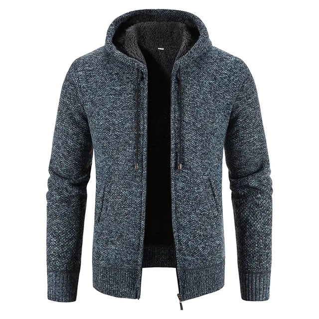 Winter Thick Hooded Cardigan for Men - Slim Fit Sweater