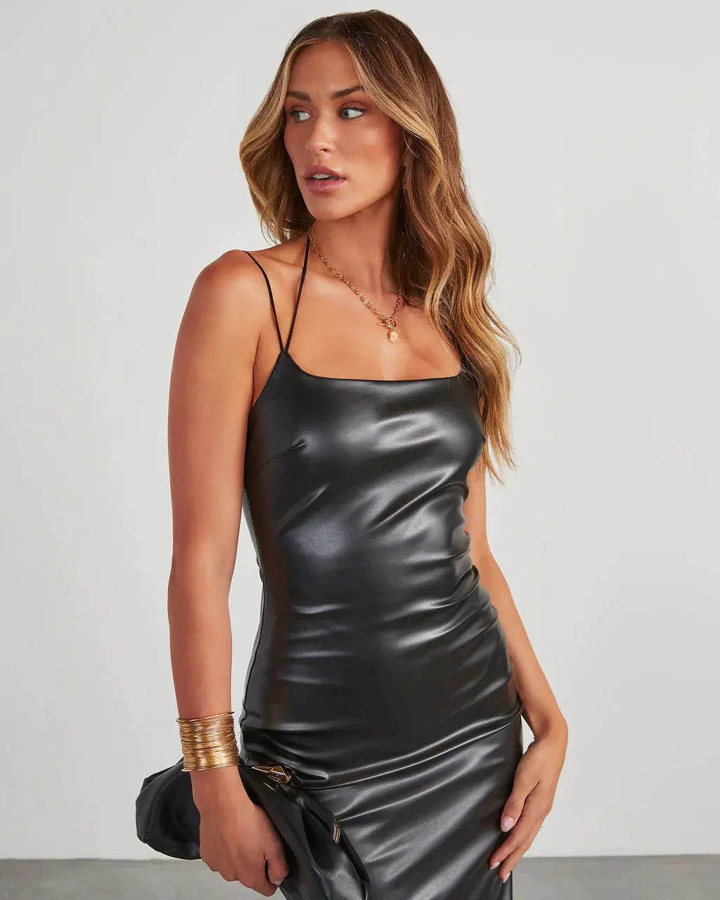 Chic Bandeau Leather Dress