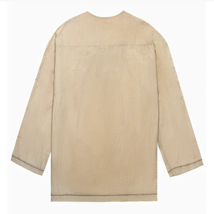 Trendy Plus Size Men's Long Sleeve Cotton Linen Tops