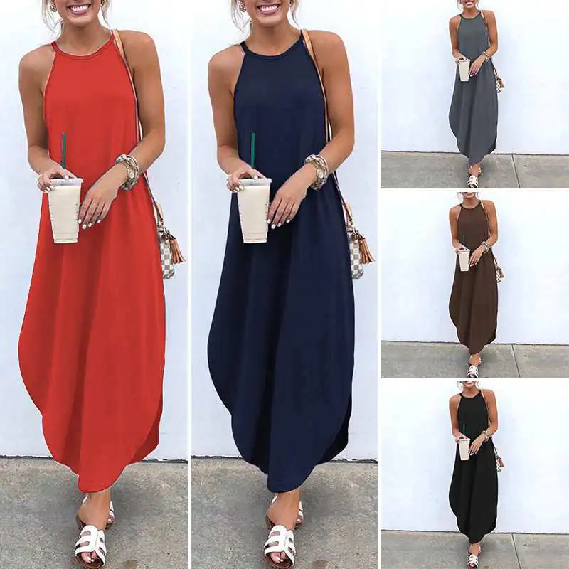 Summer Sexy Sleeveless Irregular Party Maxi Dress